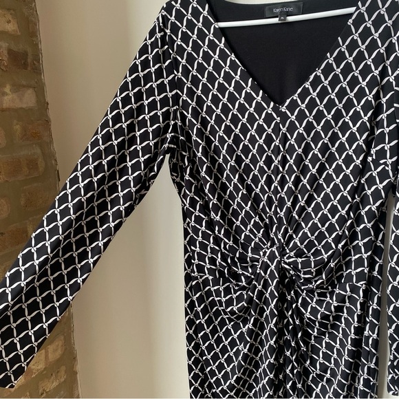 Karen Kane Elegant Black and White Geometric Dress midi - Picture 4 of 5